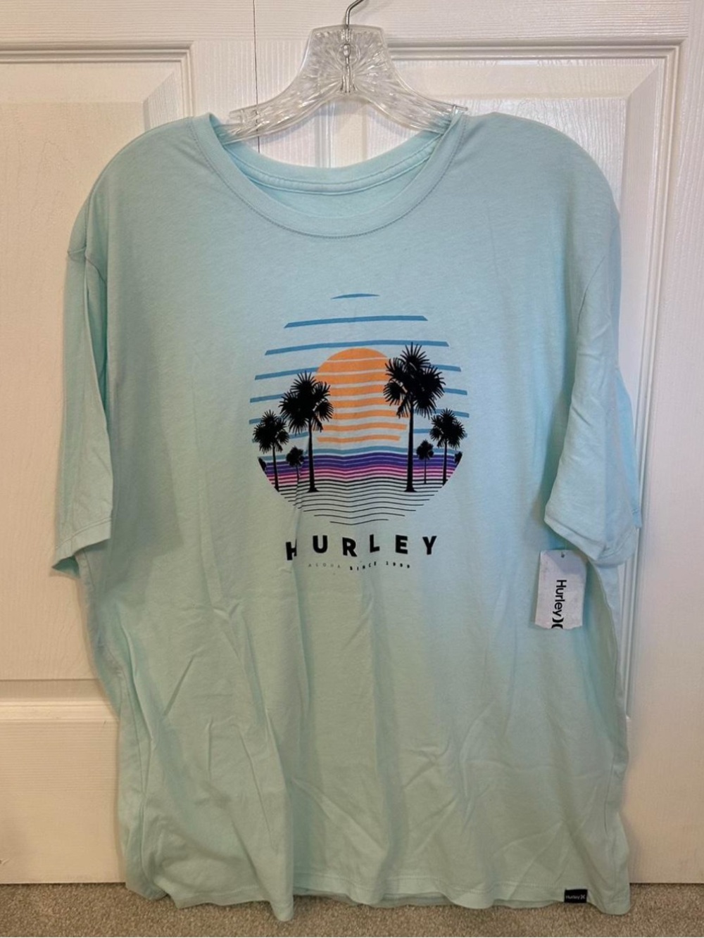 Hurley Light Mint Palm Sunset Graphic Tee